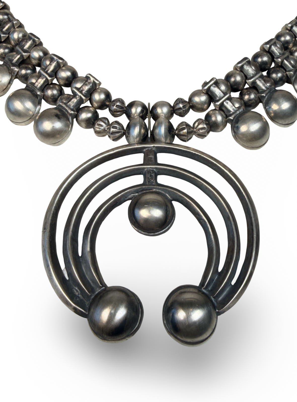 ColoradoJo William Begay Sterling Squash Blossom Necklace Naja zoomed view