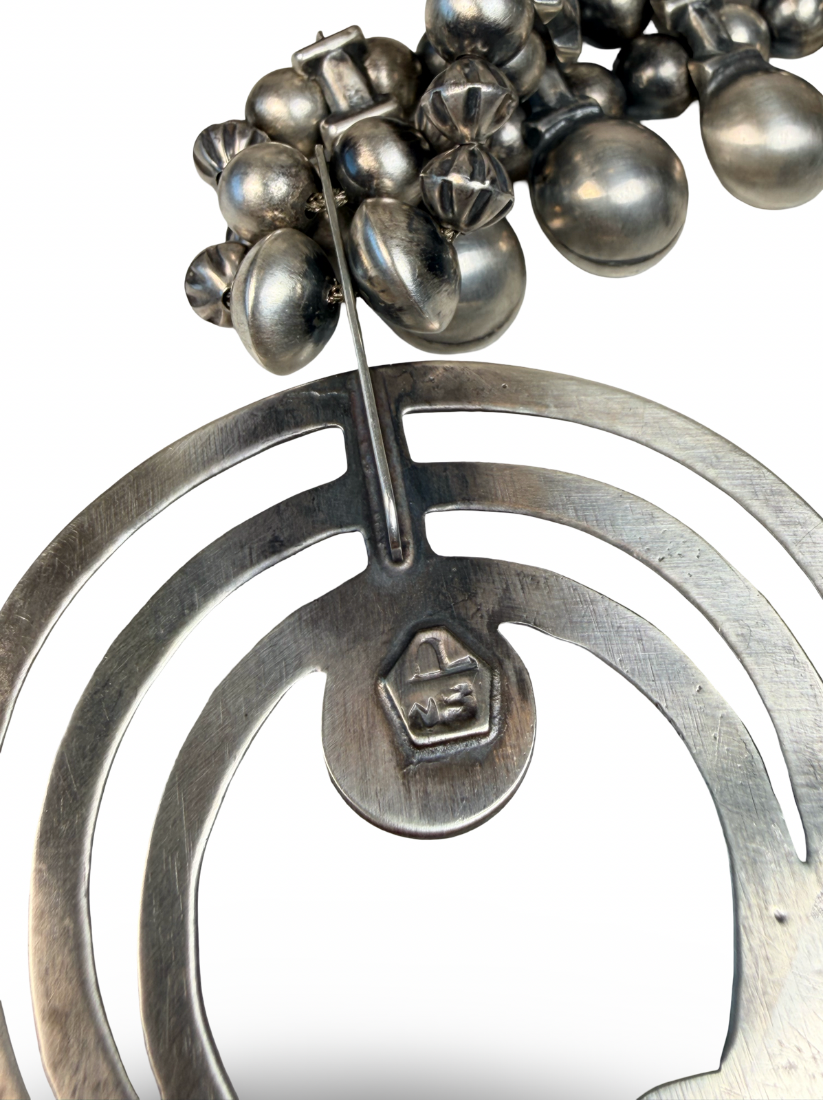 ColoradoJo William Begay Sterling Squash Blossom Necklace rear Naja view