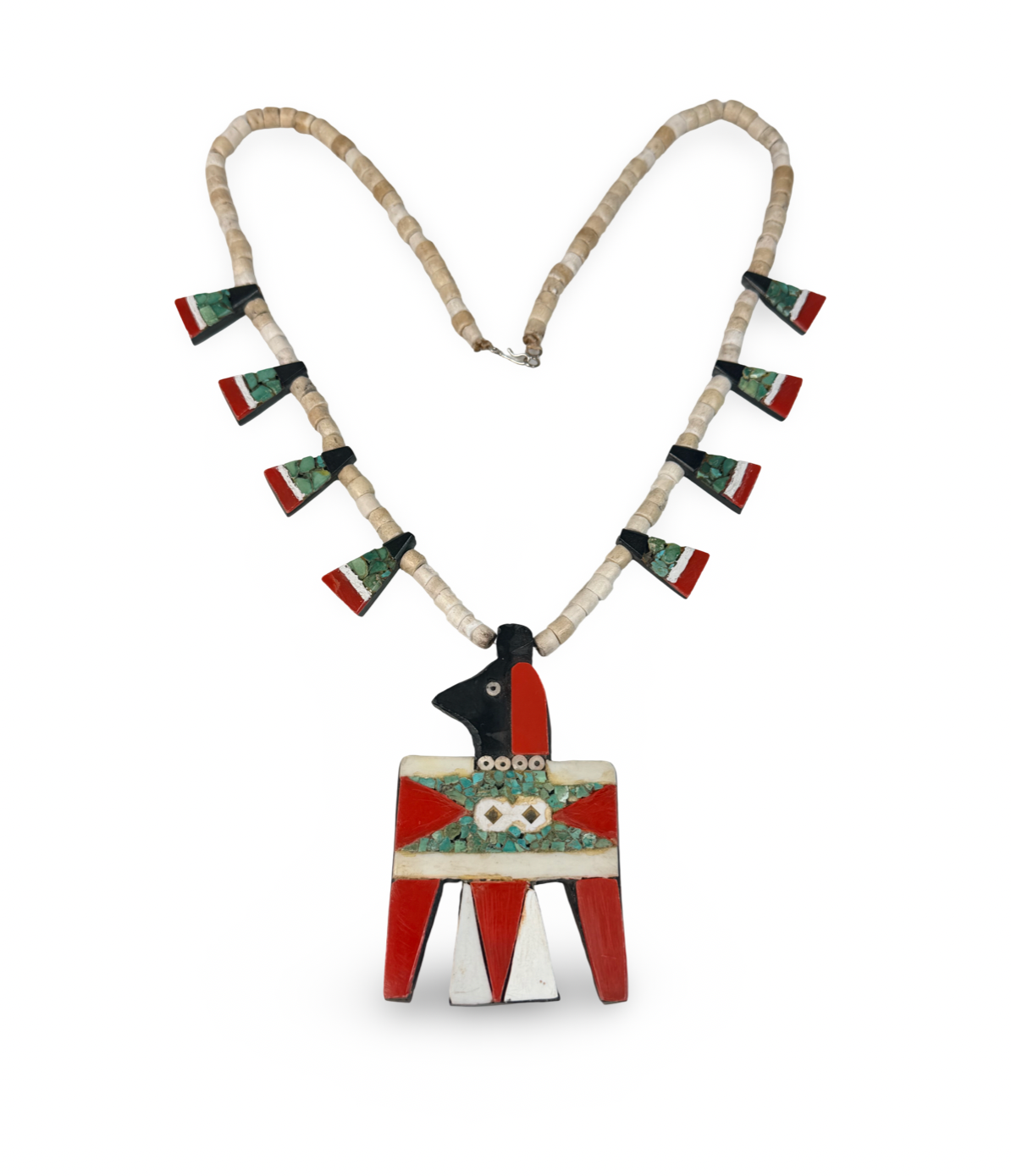 ColoradoJo Depression Era Battery Bird Thunderbird Necklace full front view