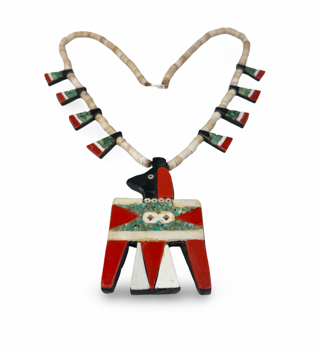 ColoradoJo Depression Era Battery Bird Thunderbird Necklace front view