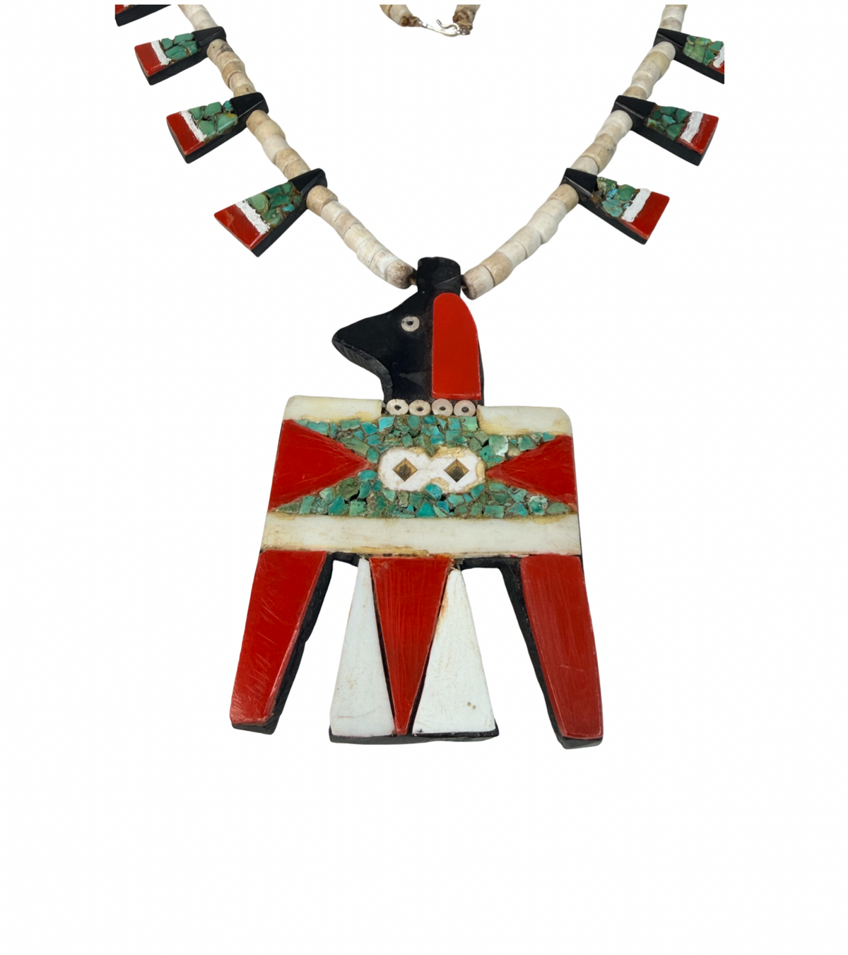 ColoradoJo Depression Era Battery Bird Thunderbird Necklace Thunderbird centerpiece view