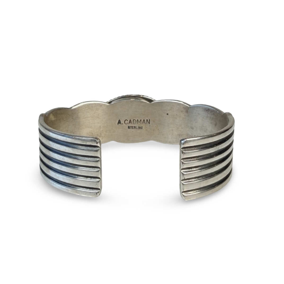 ColoradoJo Andy Cadman Gaspeite Thunderbird Cuff hallmark rear view