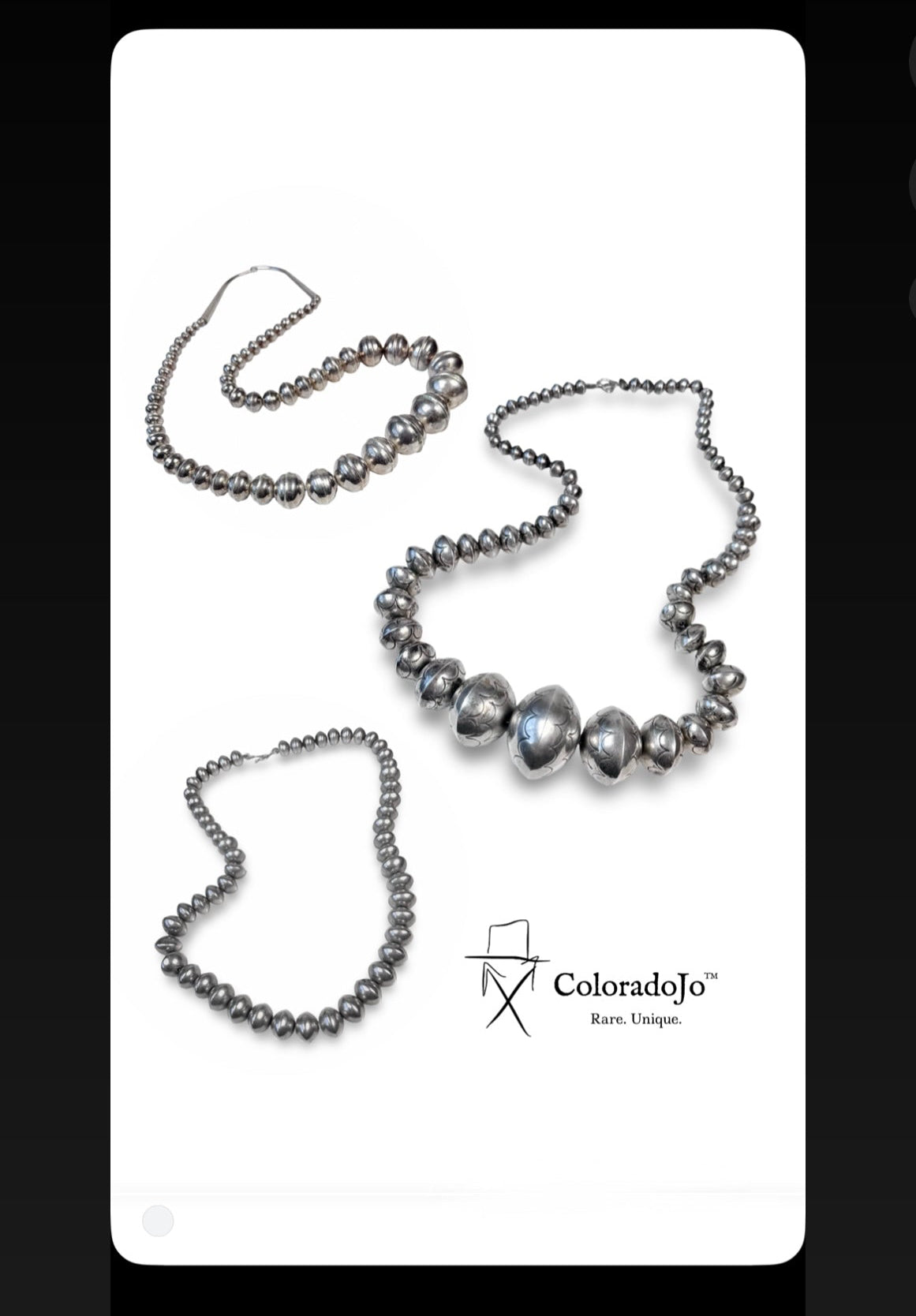 ColoradoJo Sterling Graduated Handmade Navajo Pearls three necklaces view
