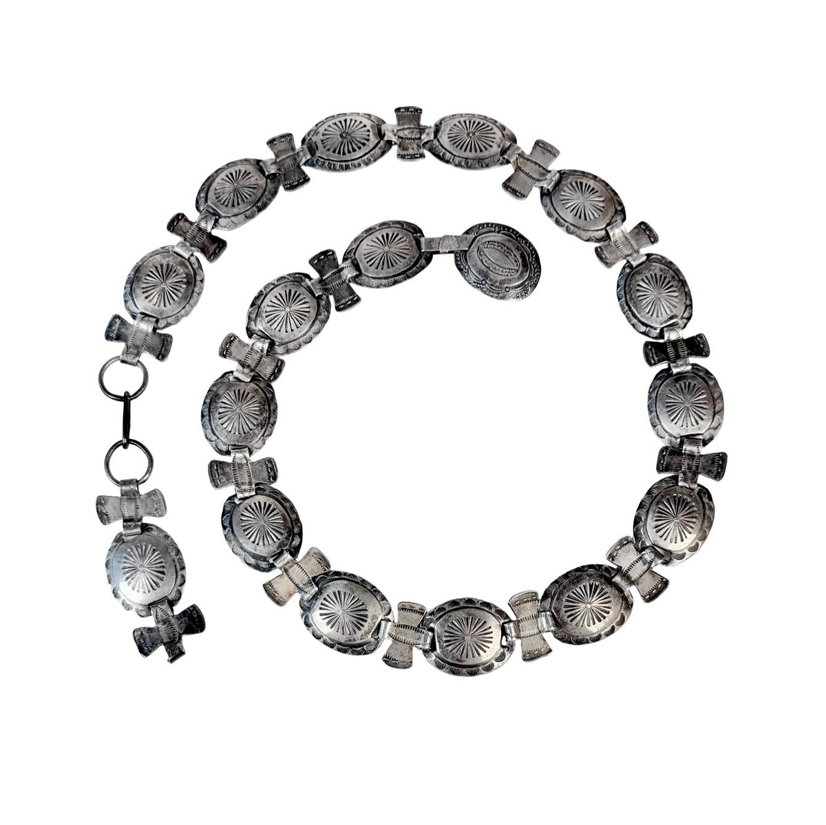 ColoradoJo Vintage Sterling Concho Belt top down view