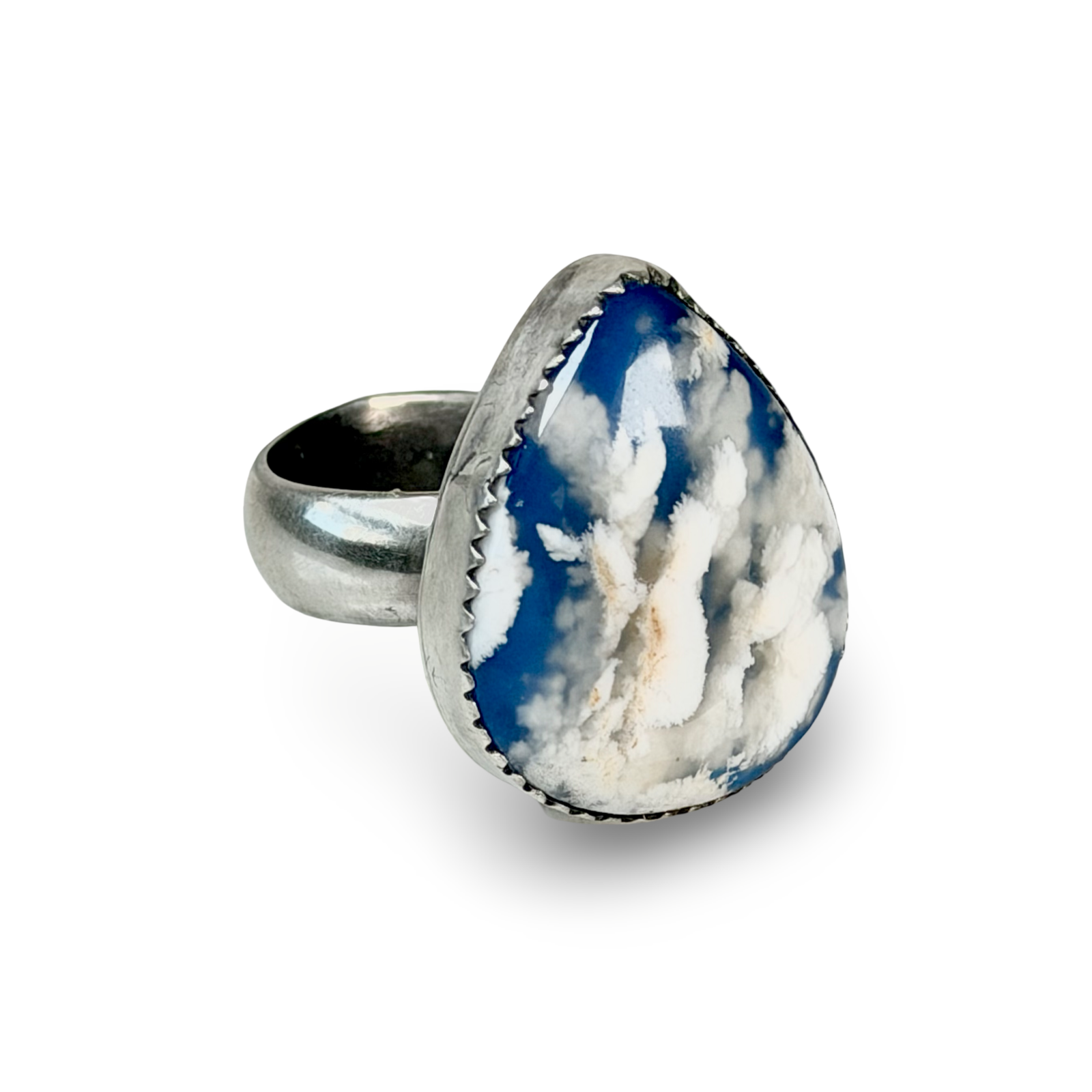 Plume Agate Doublet Adjustable Sterling Ring