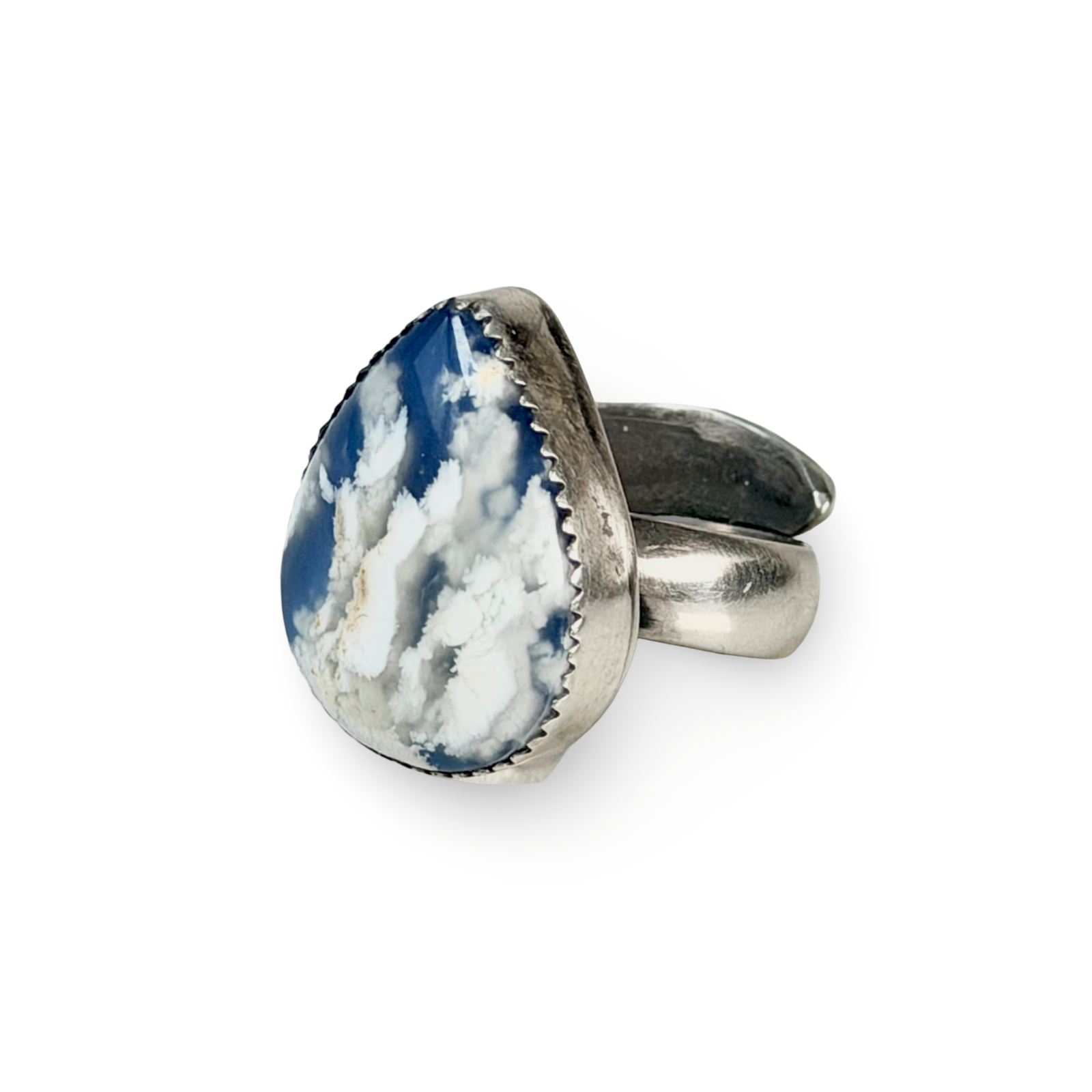 Plume Agate Doublet Adjustable Sterling Ring