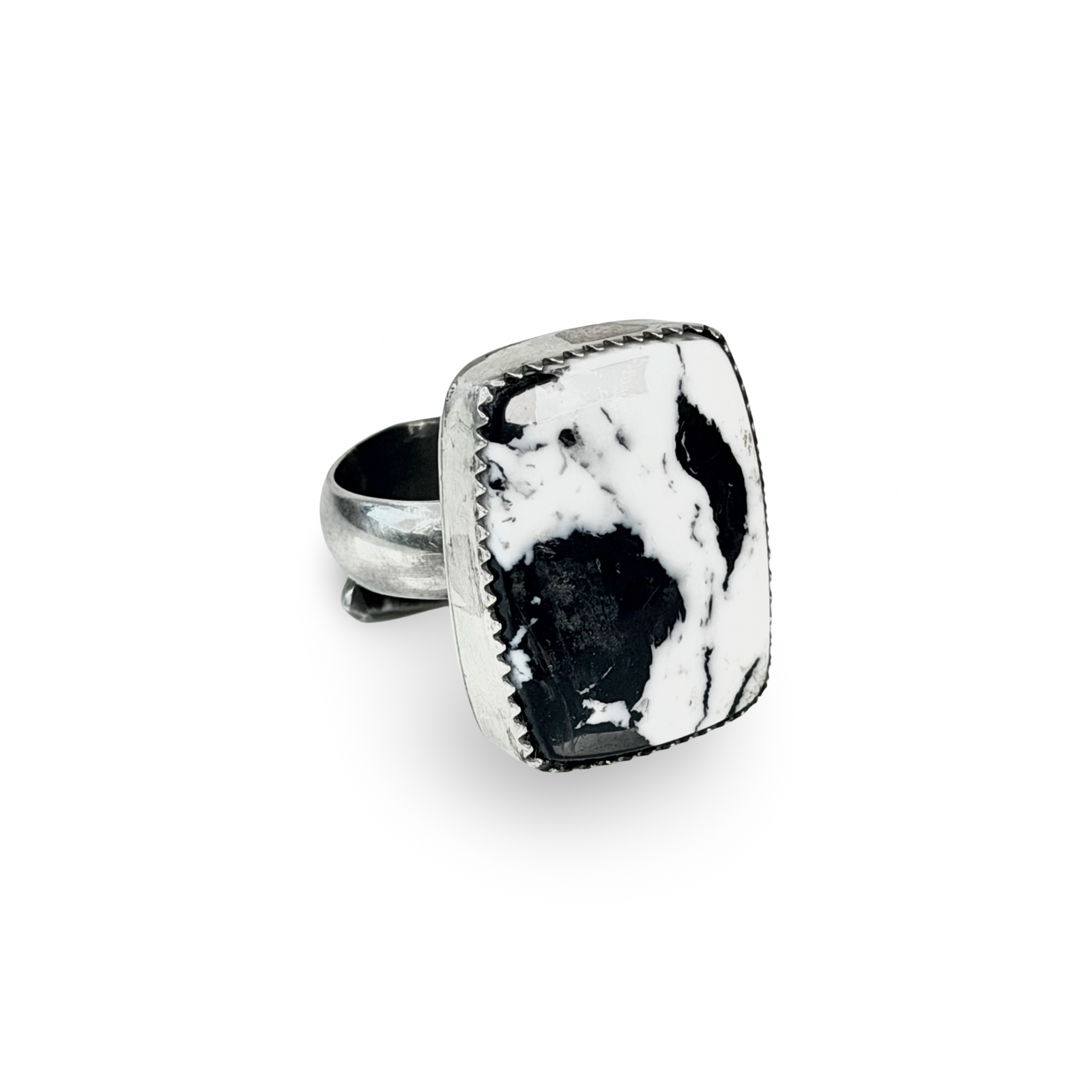 White Buffalo Adjustable Sterling Ring