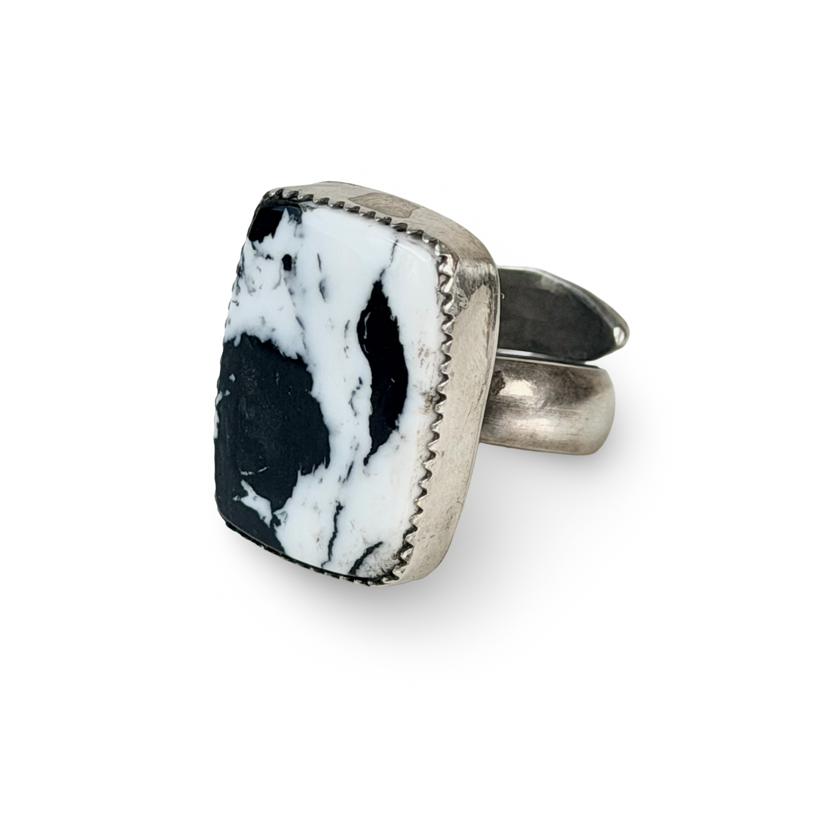 White Buffalo Adjustable Sterling Ring