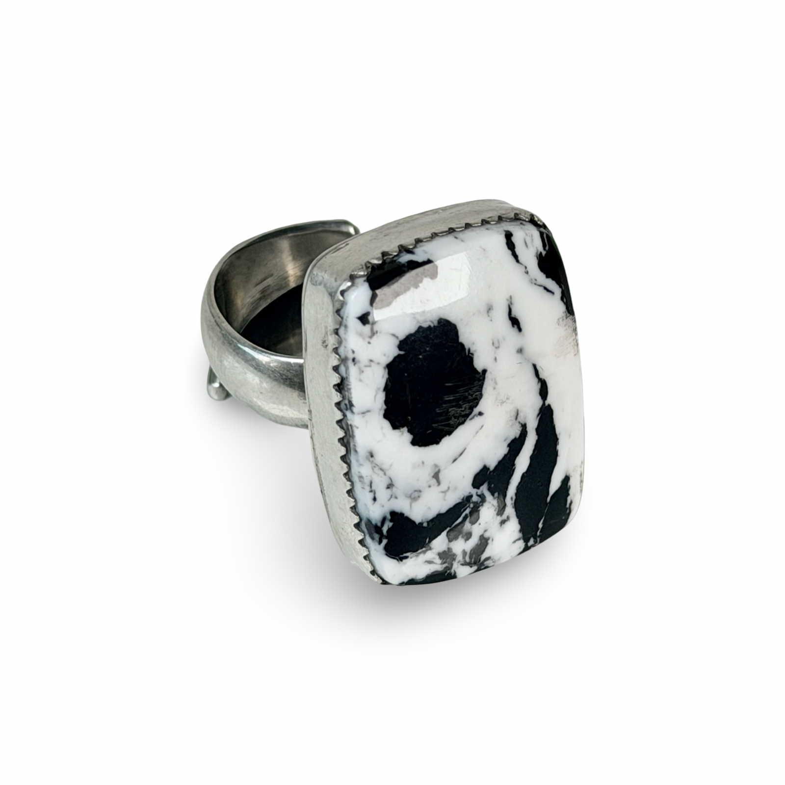 White Buffalo Adjustable Sterling Ring