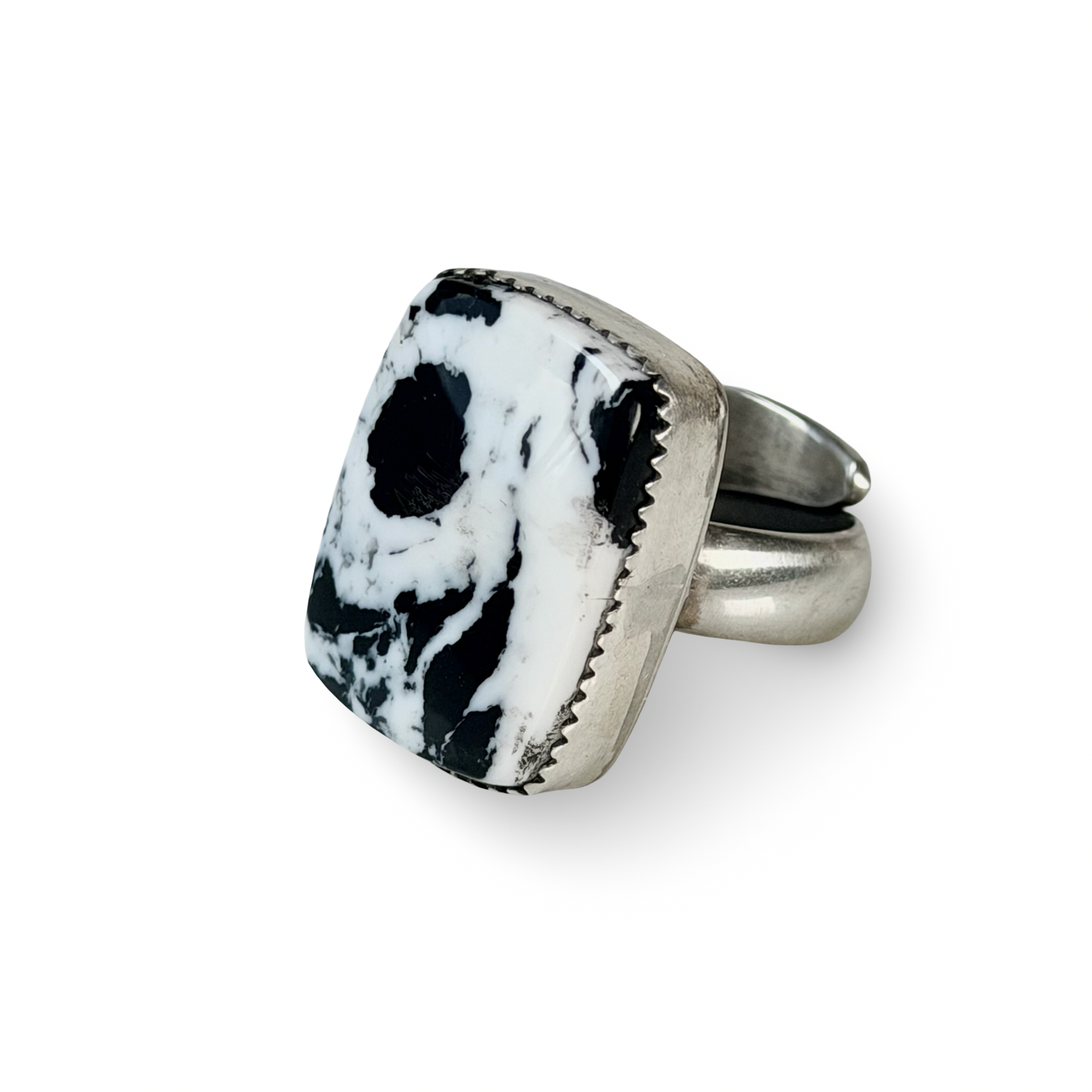 White Buffalo Adjustable Sterling Ring