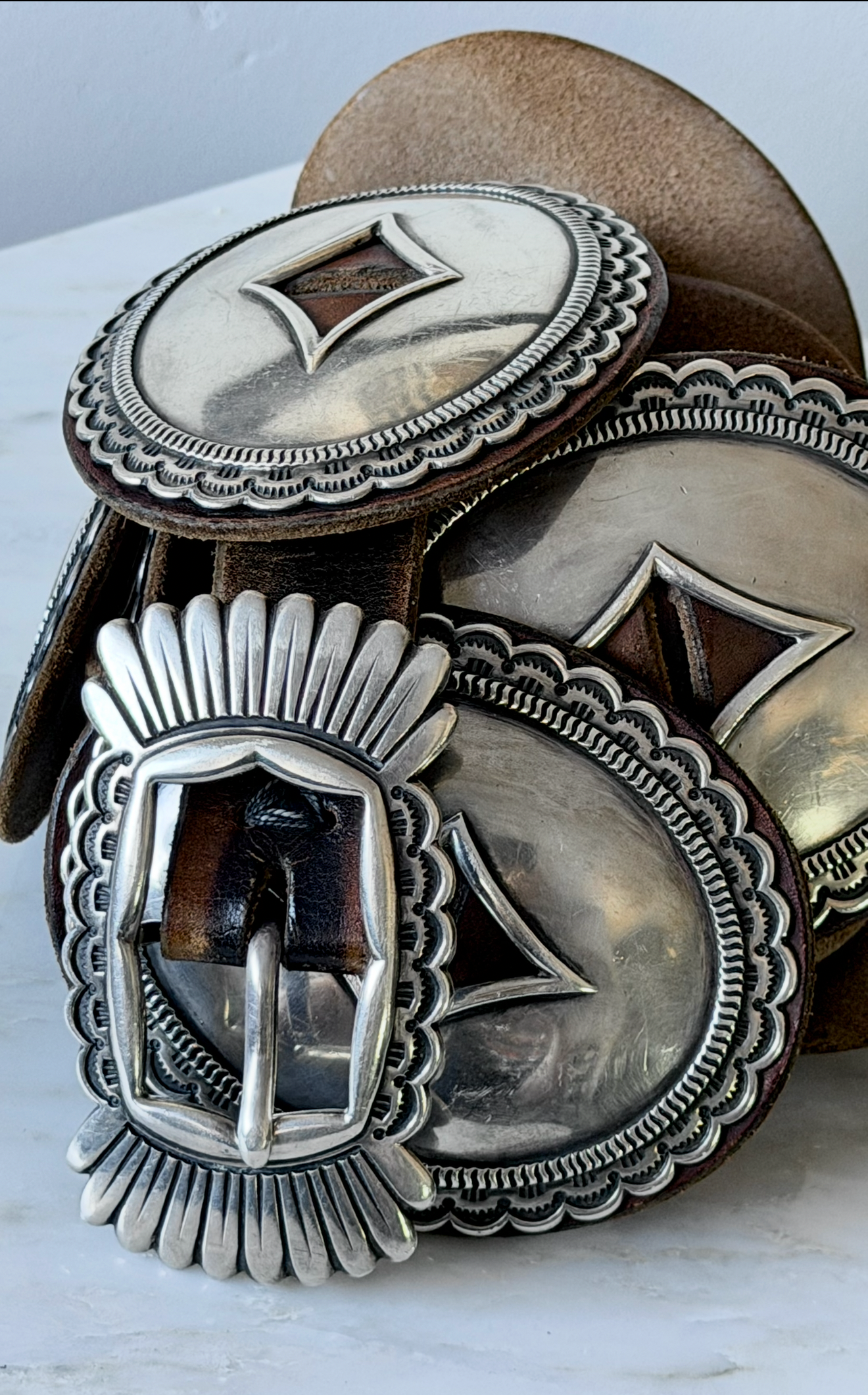 Rare Find *1st Phase Sterling Concho Belt