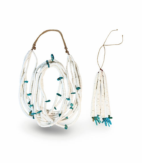 ColoradoJo 5 Strand Royston Turquoise and White Clam Shell Necklace full piece front view