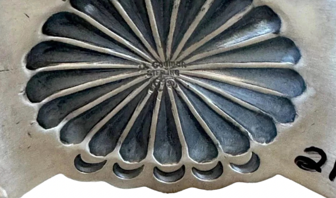 Darrell Cadman Mediterranean Coral Concho Style Sterling Cuff