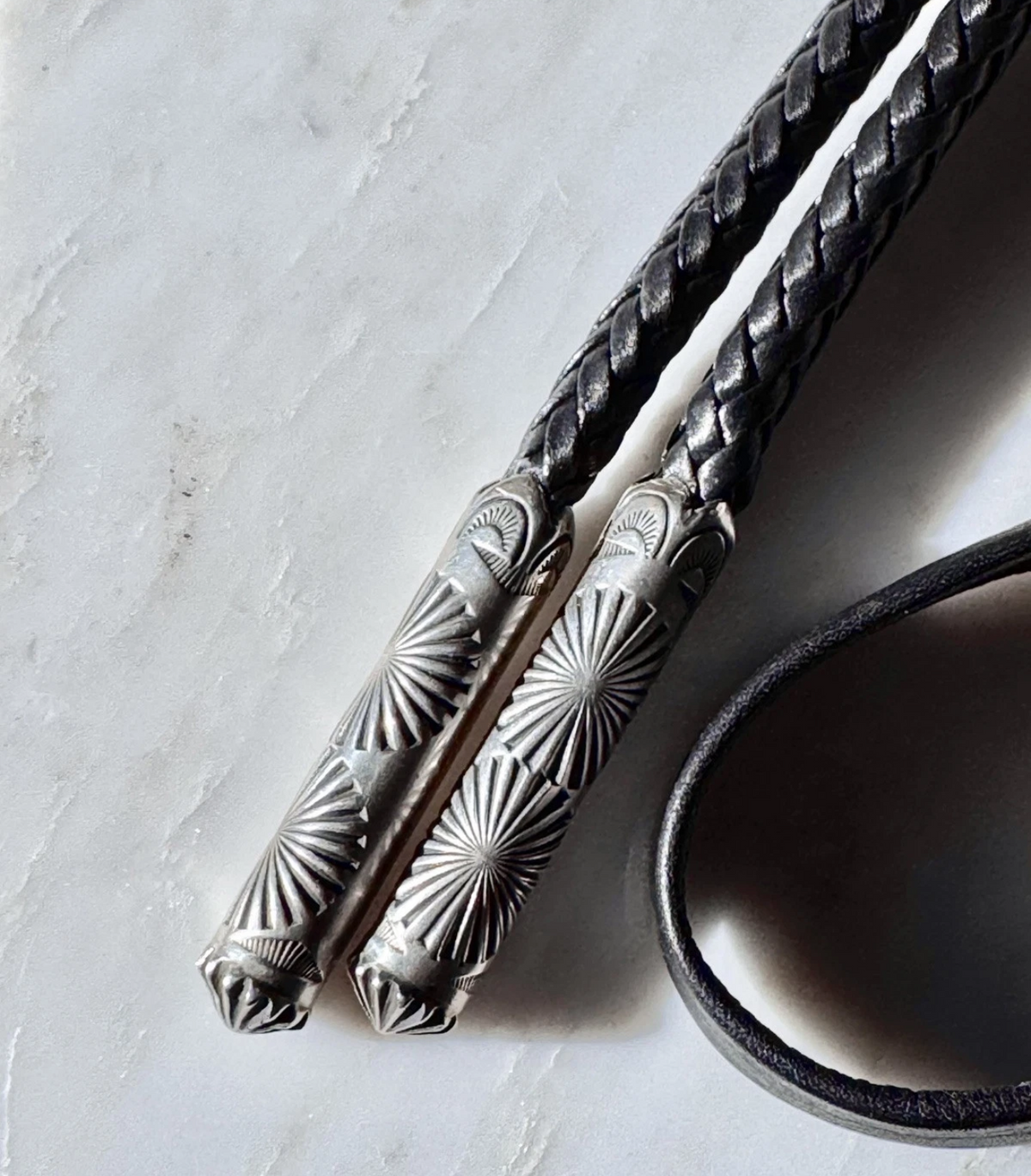 Delbert Gordon Royston Turquoise & Sterling Bolo on Black Leather