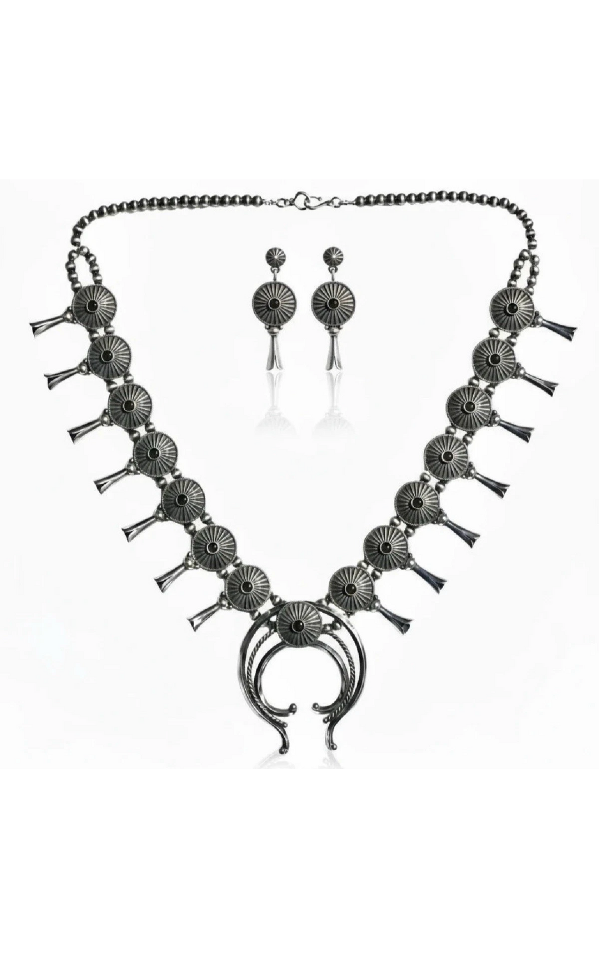 Derrick Gordon Onyx Squash Blossom Necklace SET