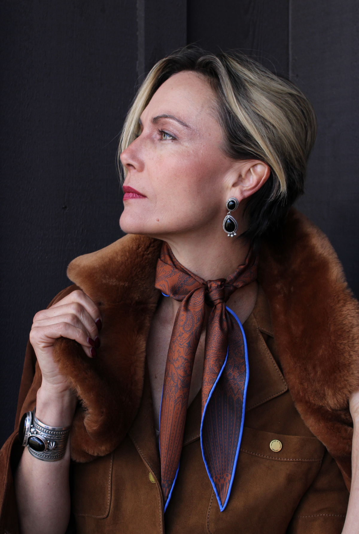 Linda Yazzie Onyx Squash Blossom Necklace SET