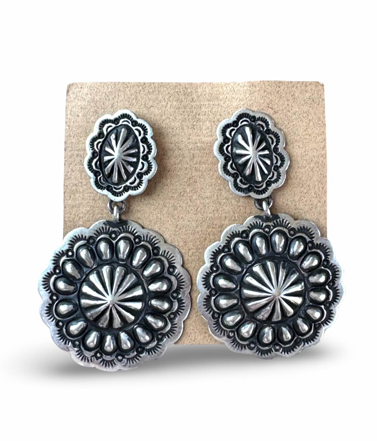 Sterling Concho Earrings by Tsosie White