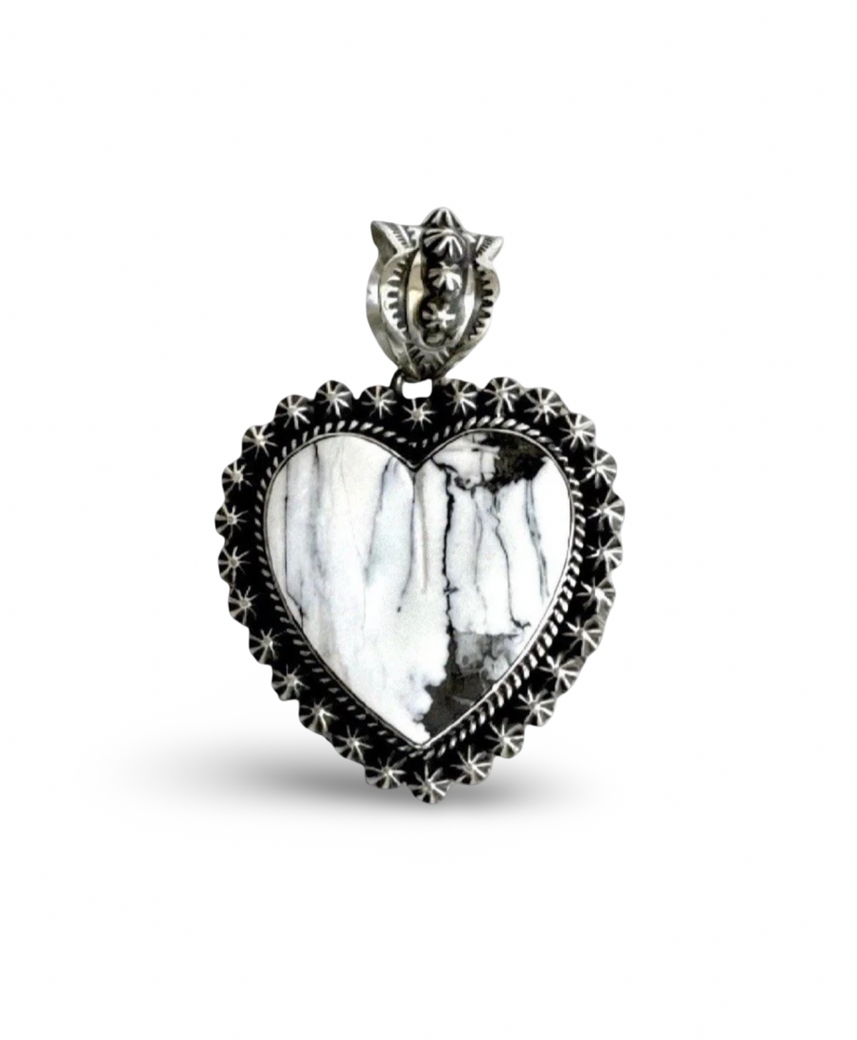 Happy Piasso White Buffalo Heart Pendant