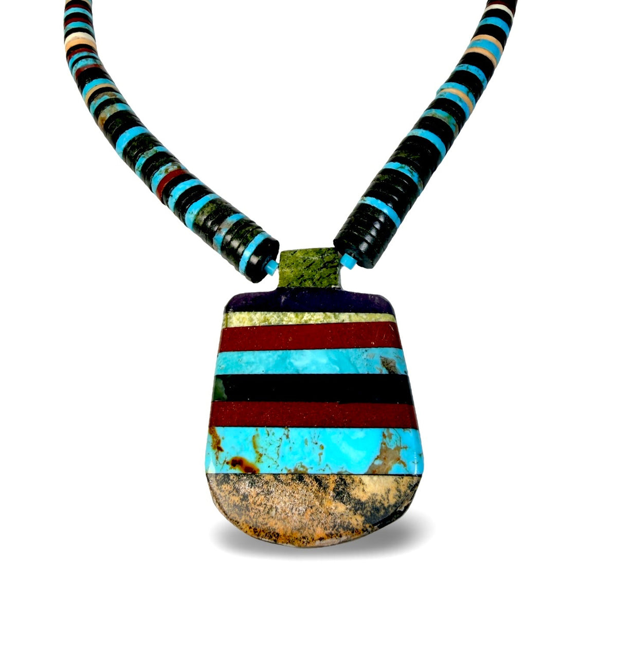 ColoradoJo Santo Domingo Kewa Pueblo Mosaic Tab Necklace pendant view