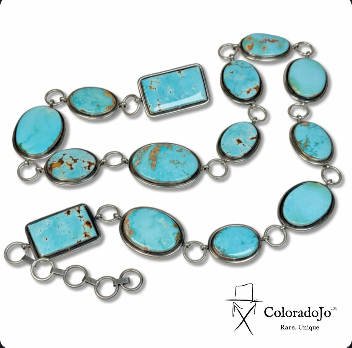 ColoradoJo Leonard Nez Easter Blue Turquoise Belt full front view