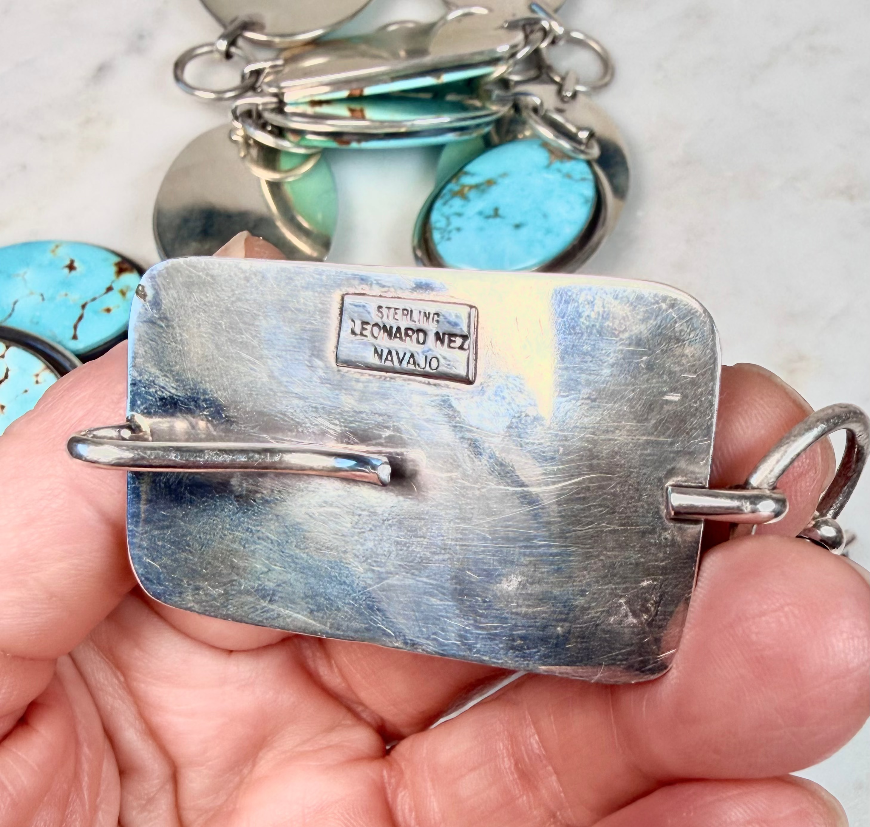 ColoradoJo Leonard Nez Easter Blue Turquoise Belt hallmark view