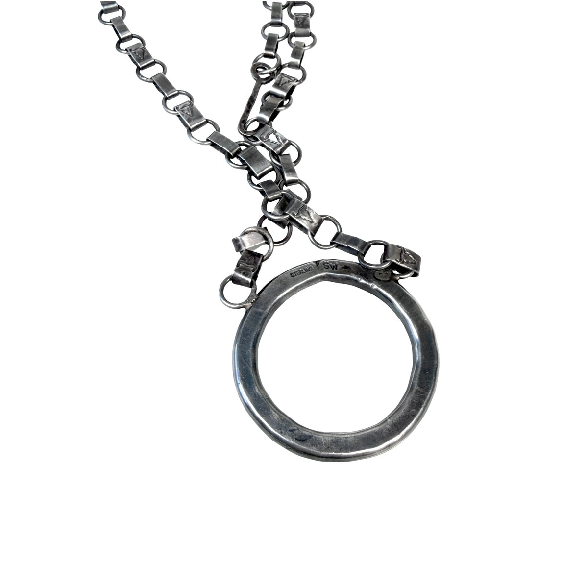 ColoradoJo Sterling Handmade Versatile Necklace round pendant hallmark view