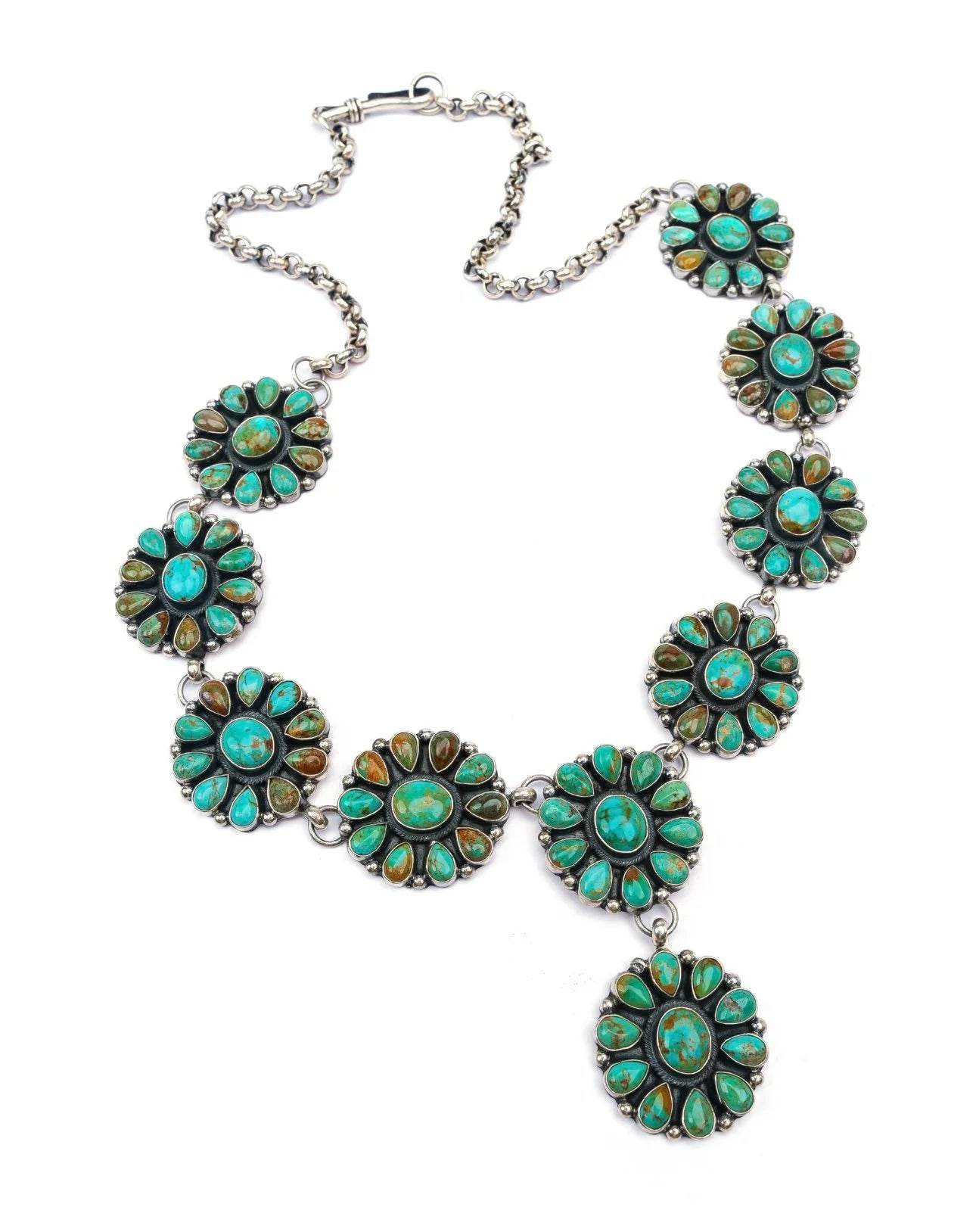 Turquoise Cluster Lariat Necklace