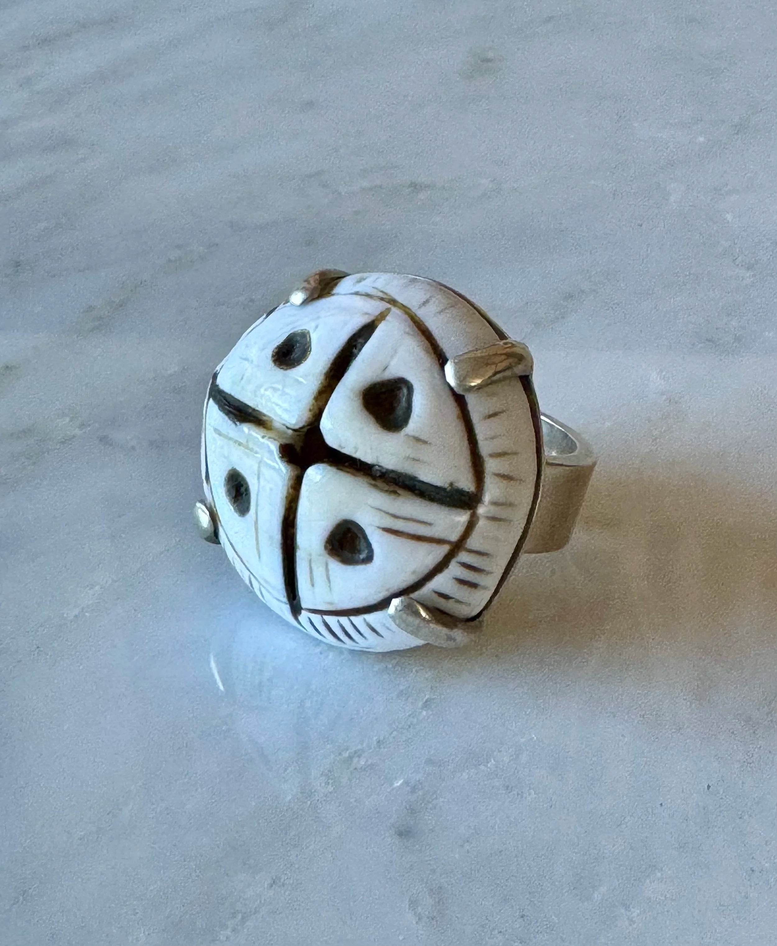 Unique 19th century Shell Ring sz 9.5