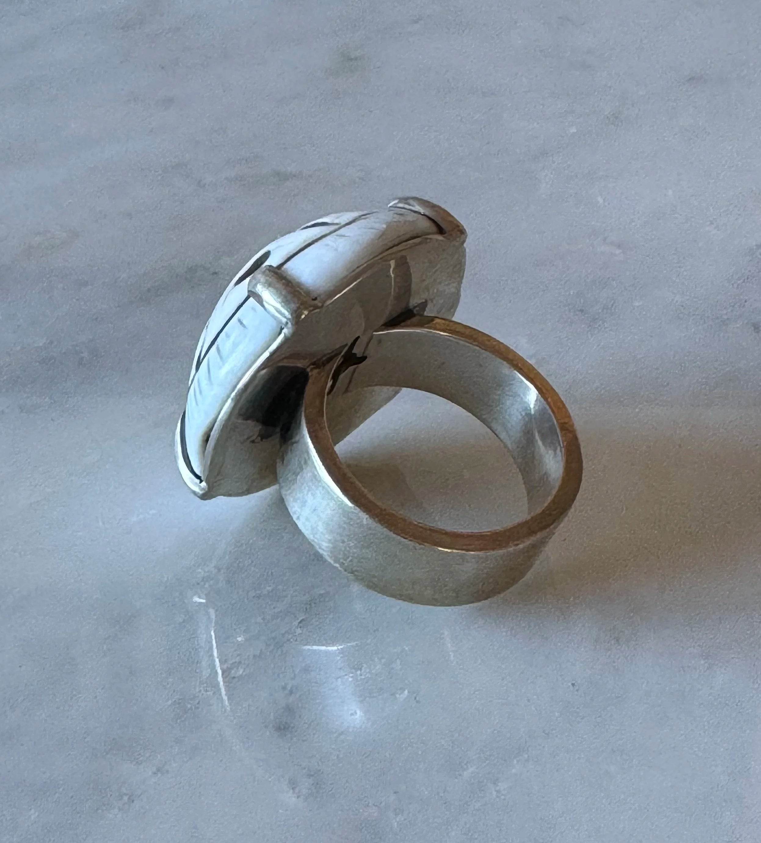 Unique 19th century Shell Ring sz 9.5