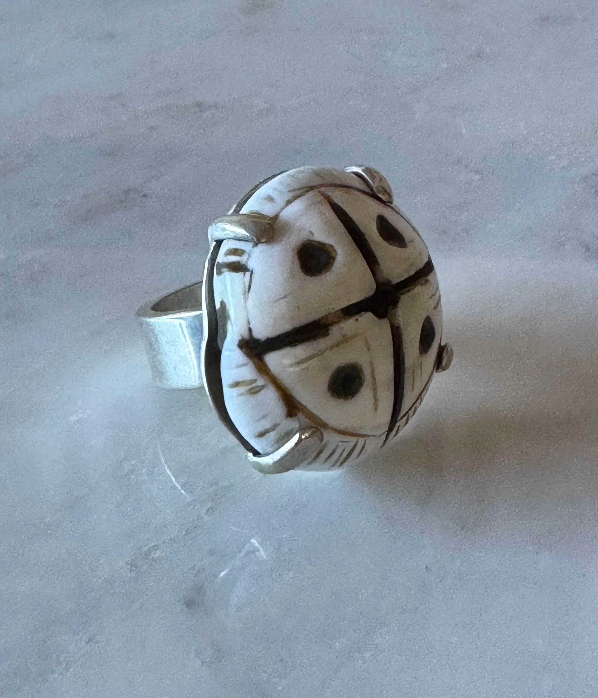 Unique 19th century Shell Ring sz 9.5