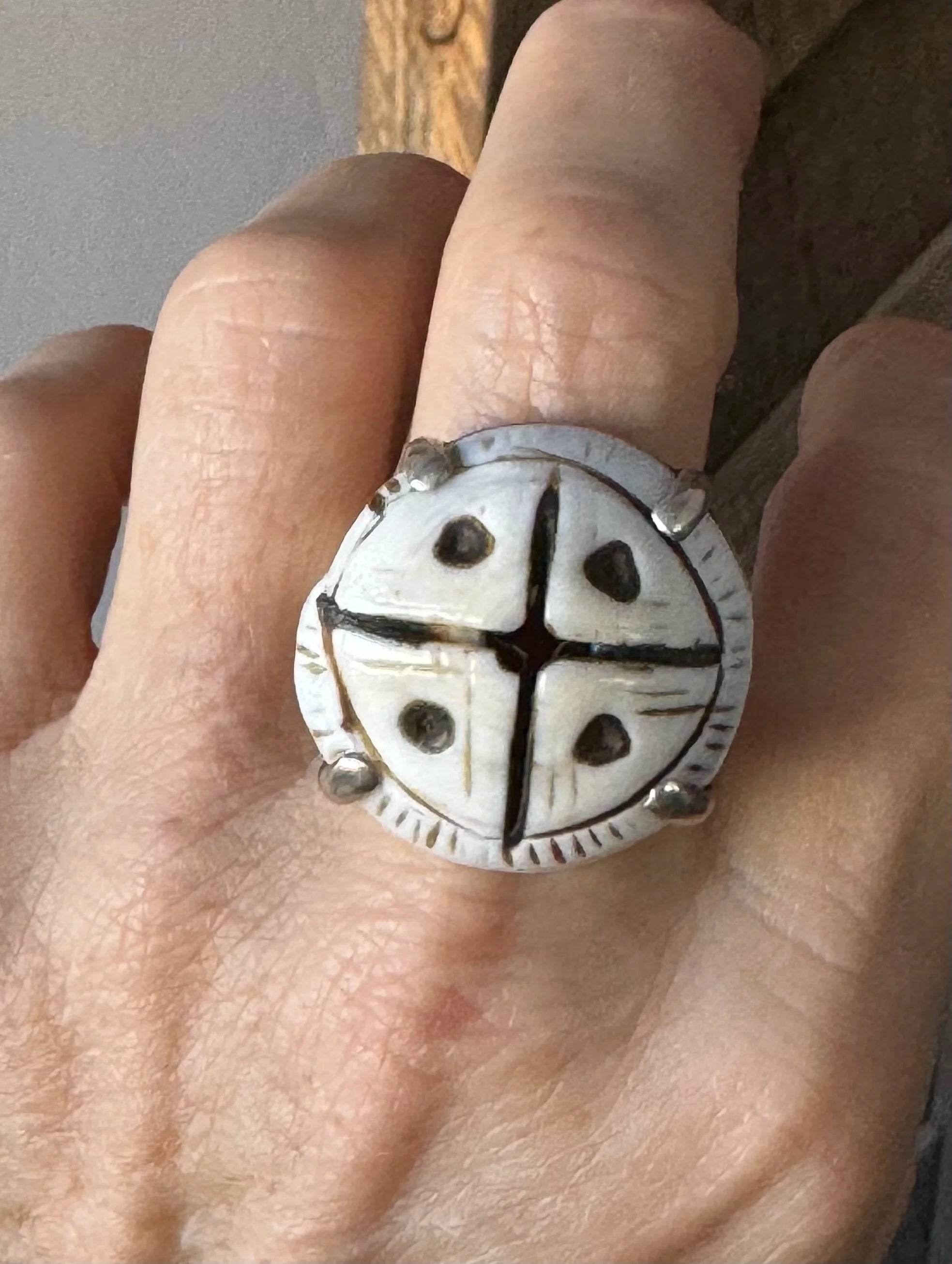 Unique 19th century Shell Ring sz 9.5
