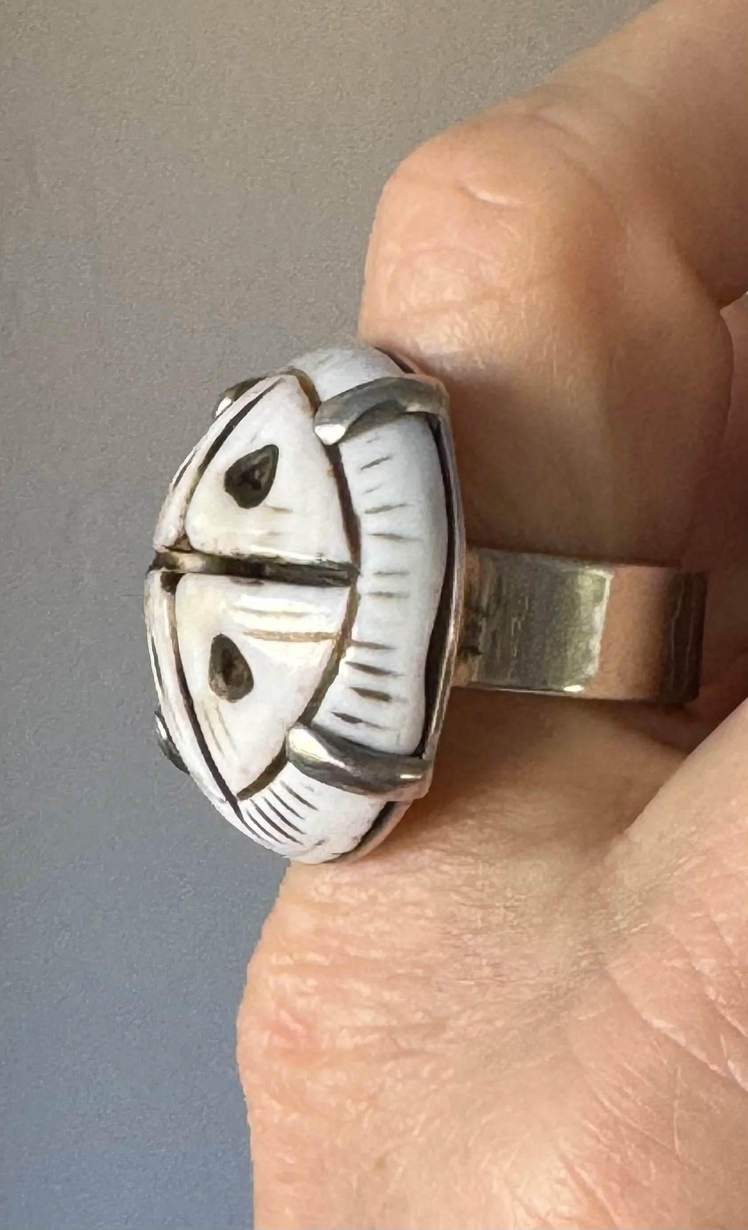 Unique 19th century Shell Ring sz 9.5