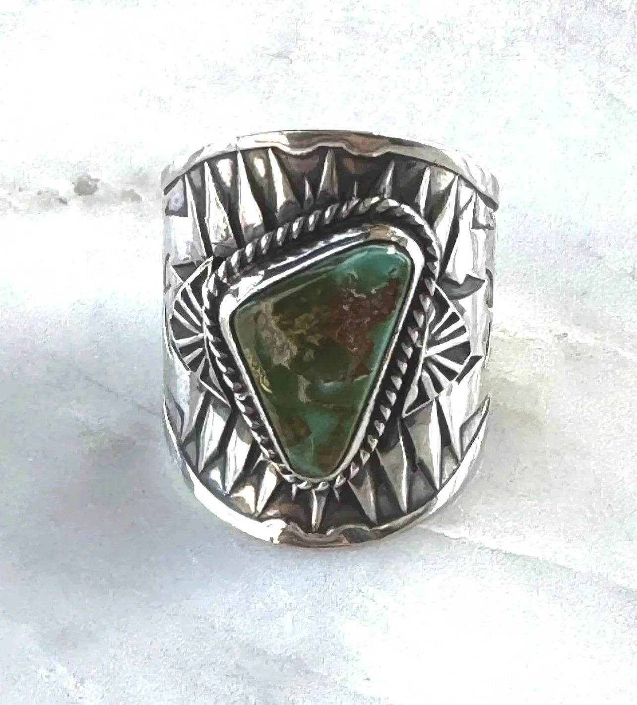 Derrick Gordon Sterling Royston Turquoise Cigar Band Ring
