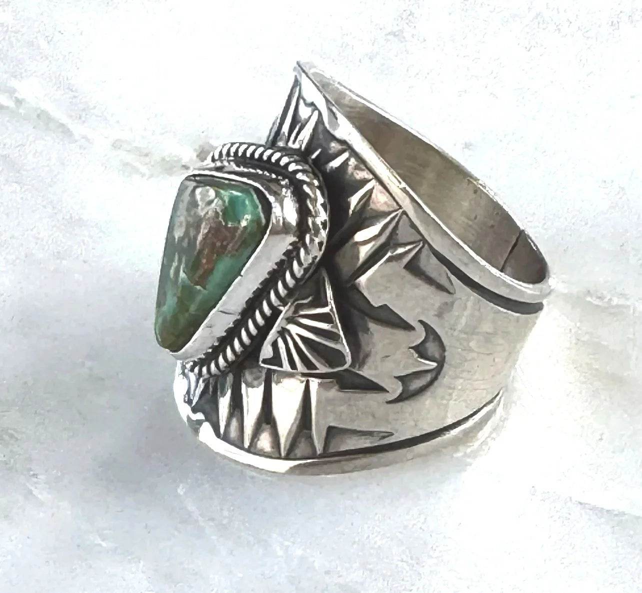 Derrick Gordon Sterling Royston Turquoise Cigar Band Ring