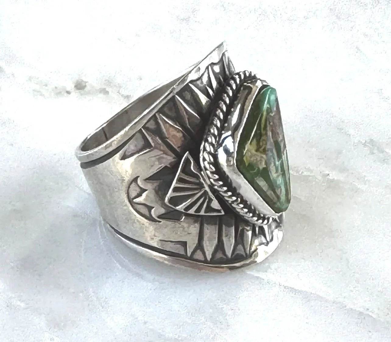 Derrick Gordon Sterling Royston Turquoise Cigar Band Ring
