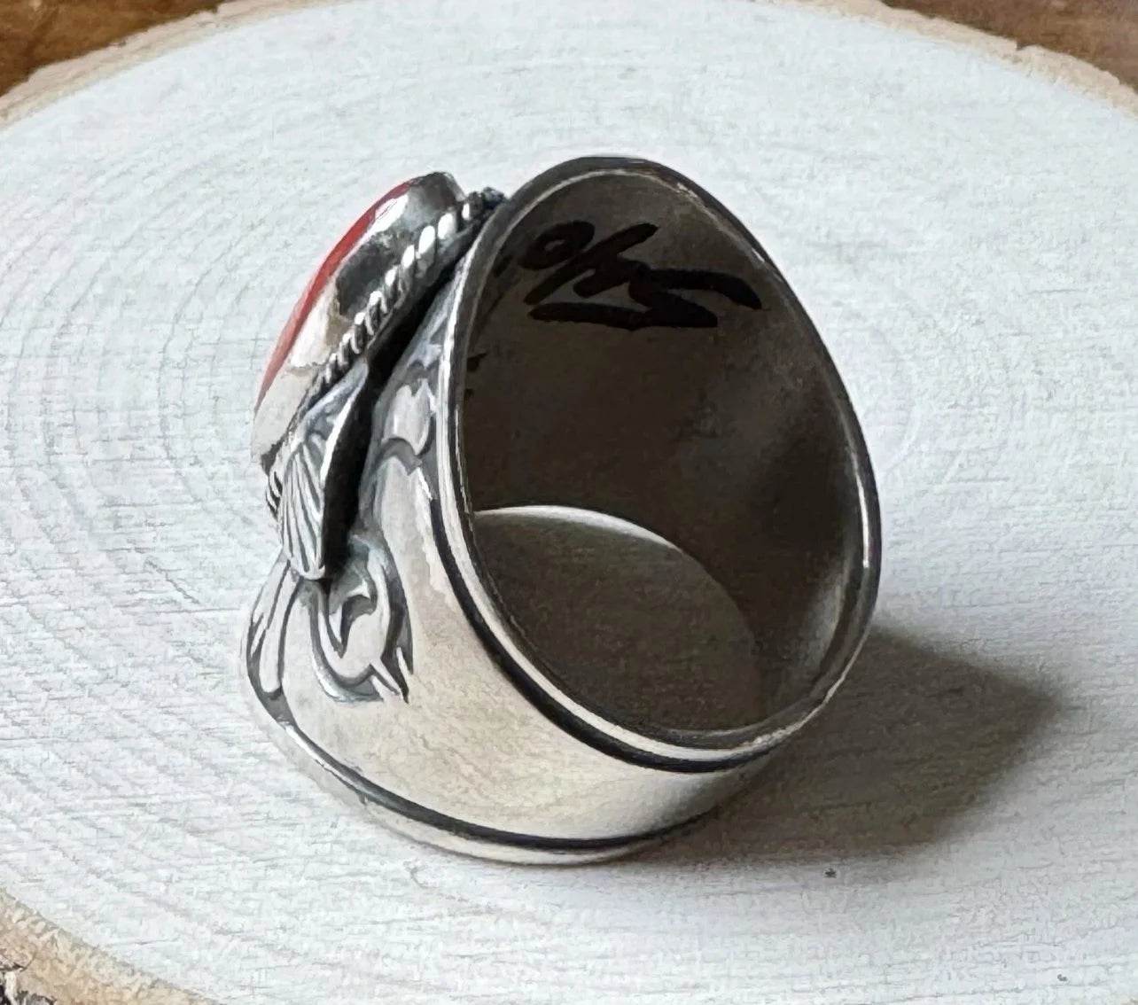 Derrick Gordon Sterling Coral Cigar Band Ring