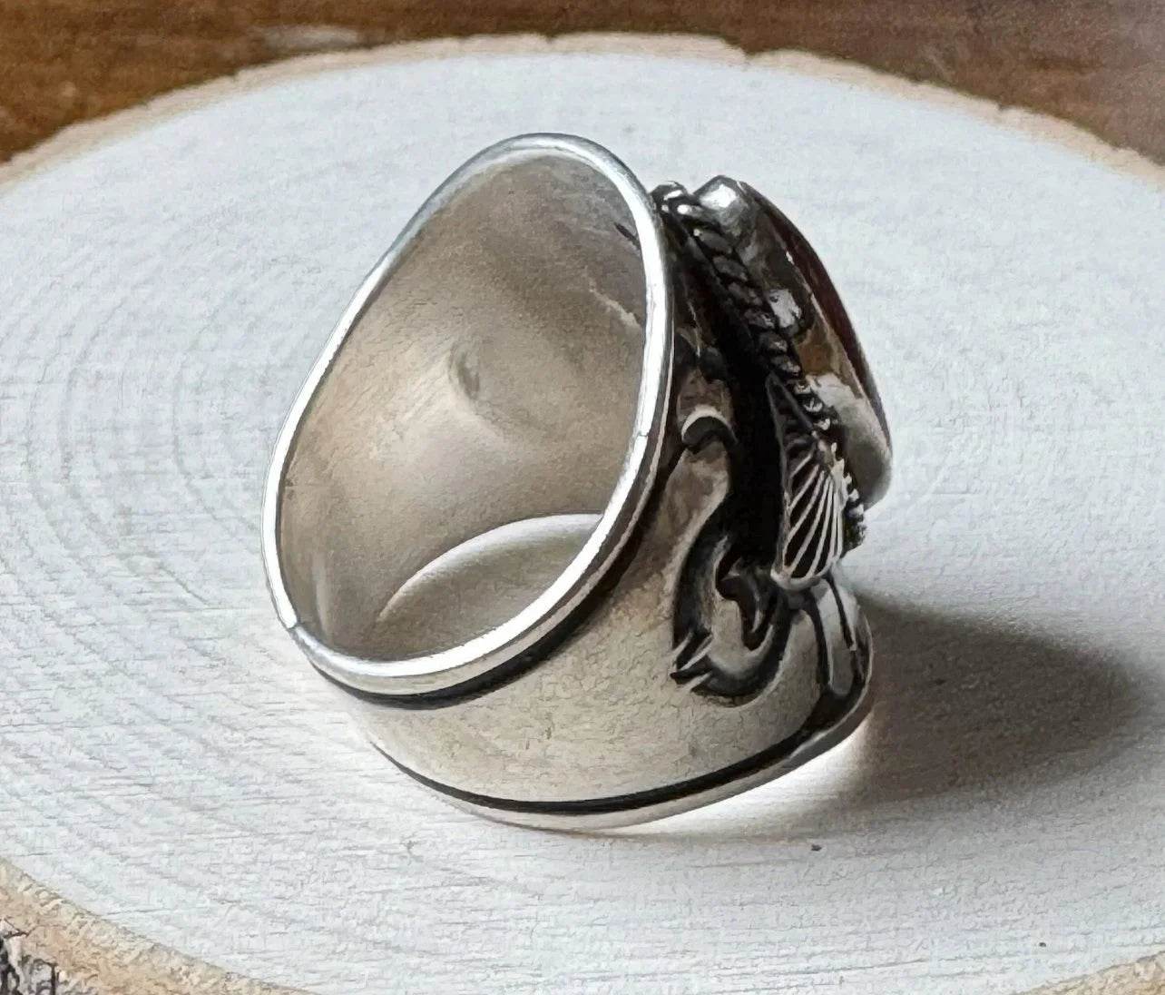 Derrick Gordon Sterling Coral Cigar Band Ring