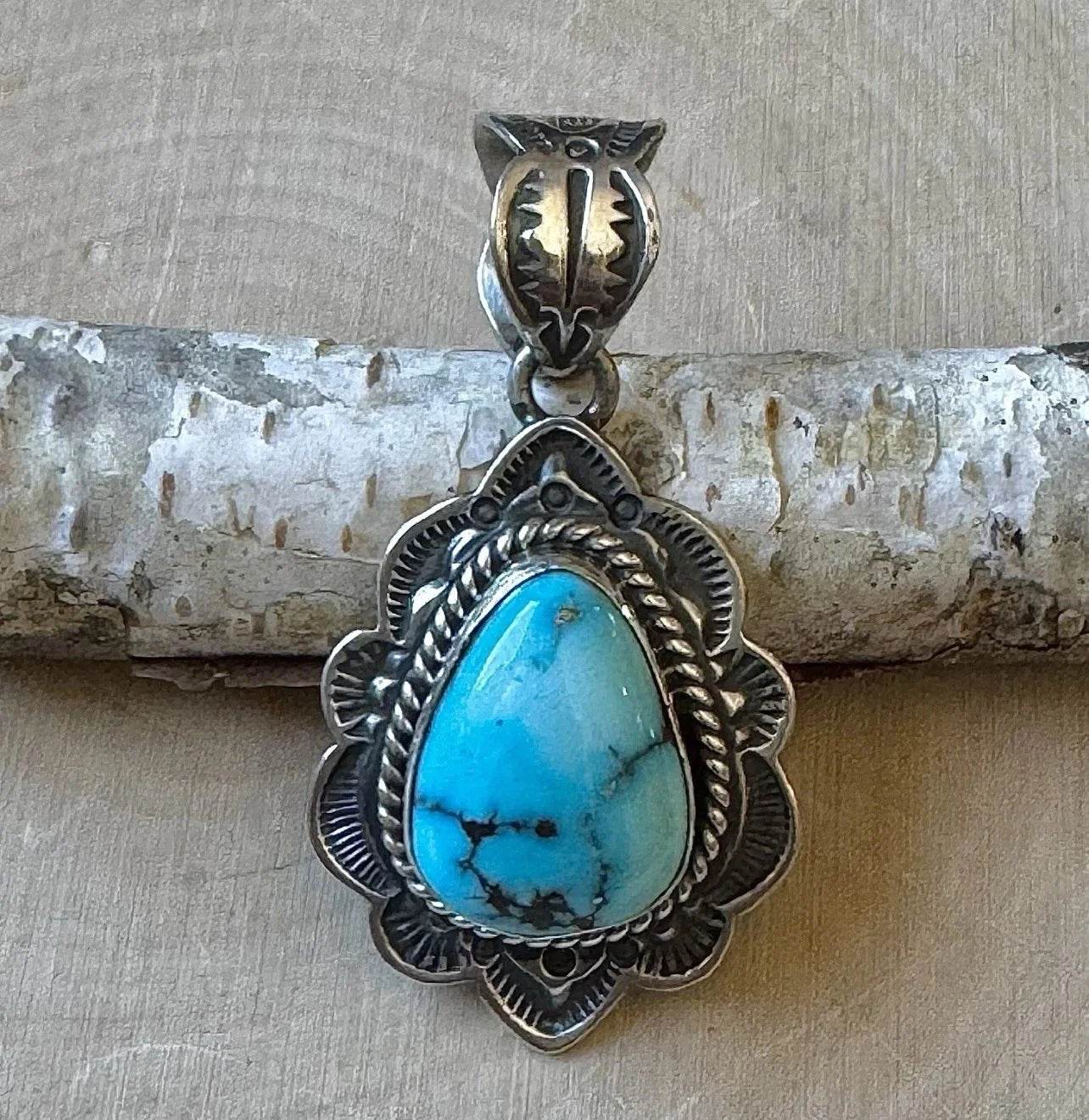 Happy Piasso Kingman Spiderweb Turquoise Pendant