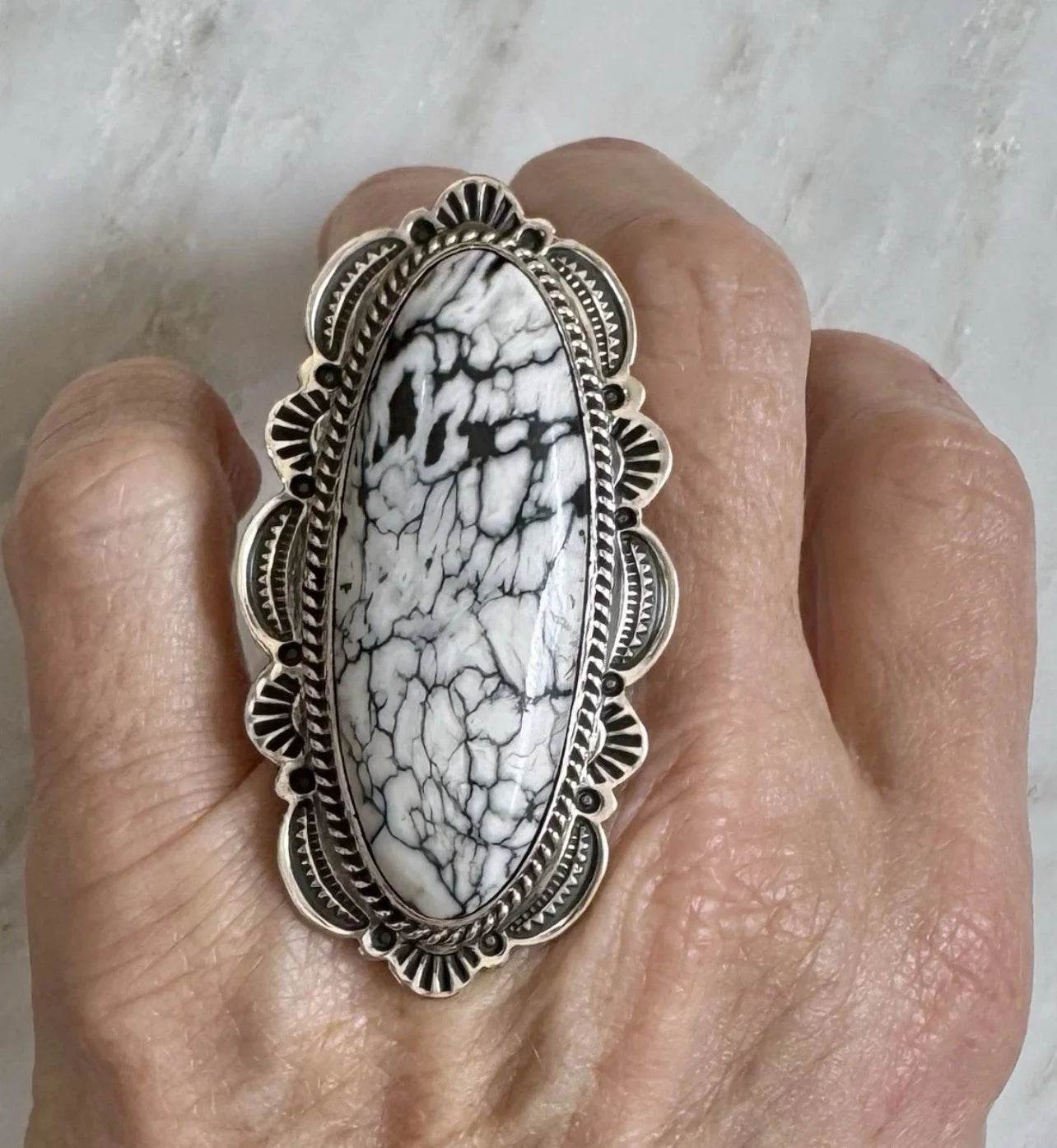 Happy Piasso White Buffalo Ring