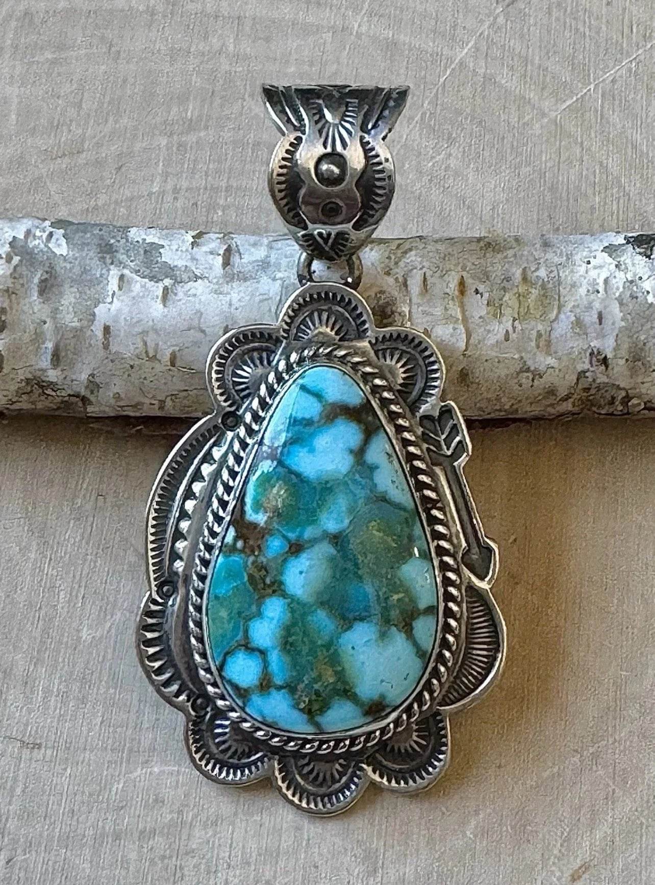 Happy Piasso Kingman Spiderweb Turquoise Pendant