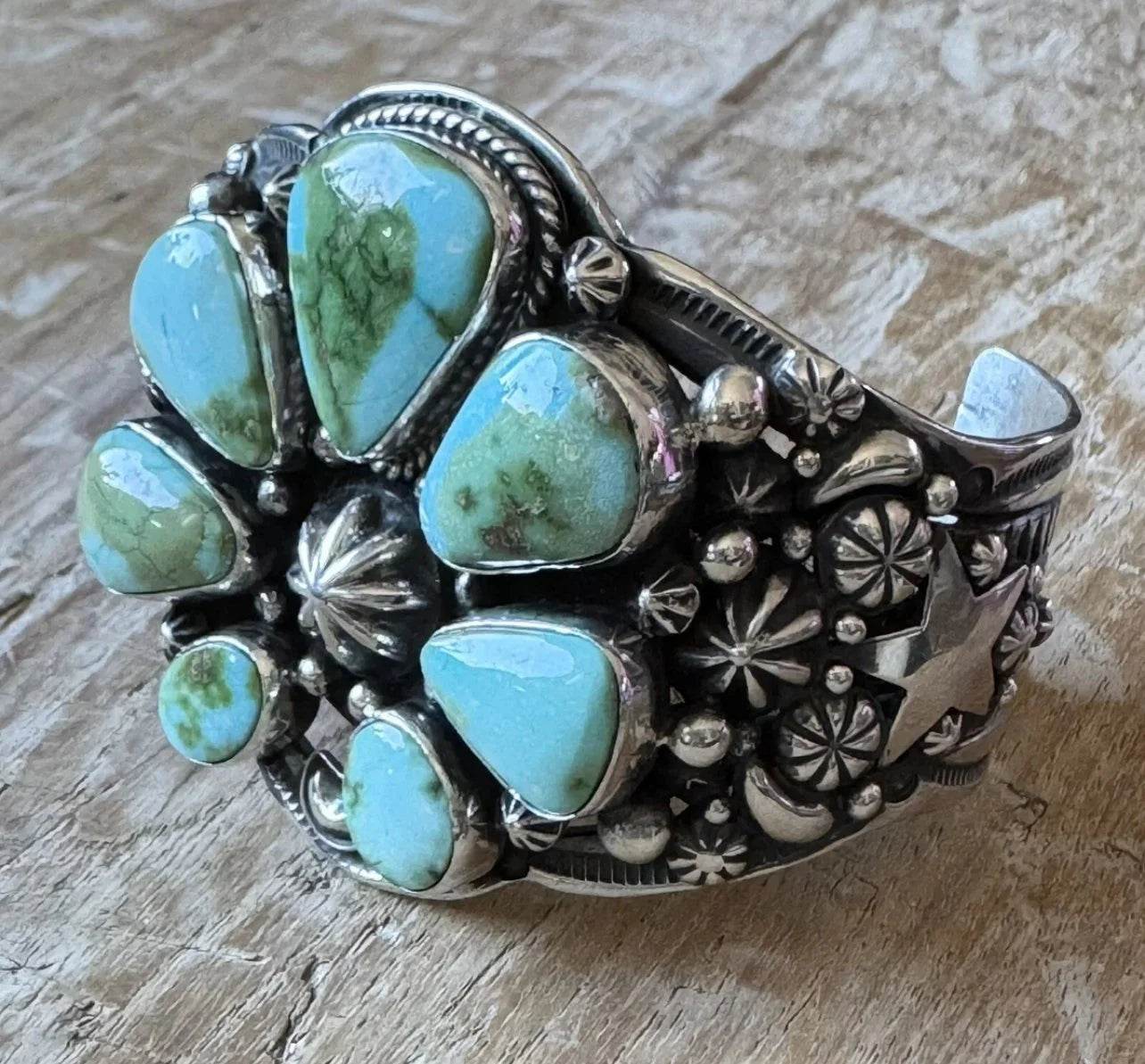 Happy Piasso Sonoran Gold Turquoise Sterling Naja Cuff
