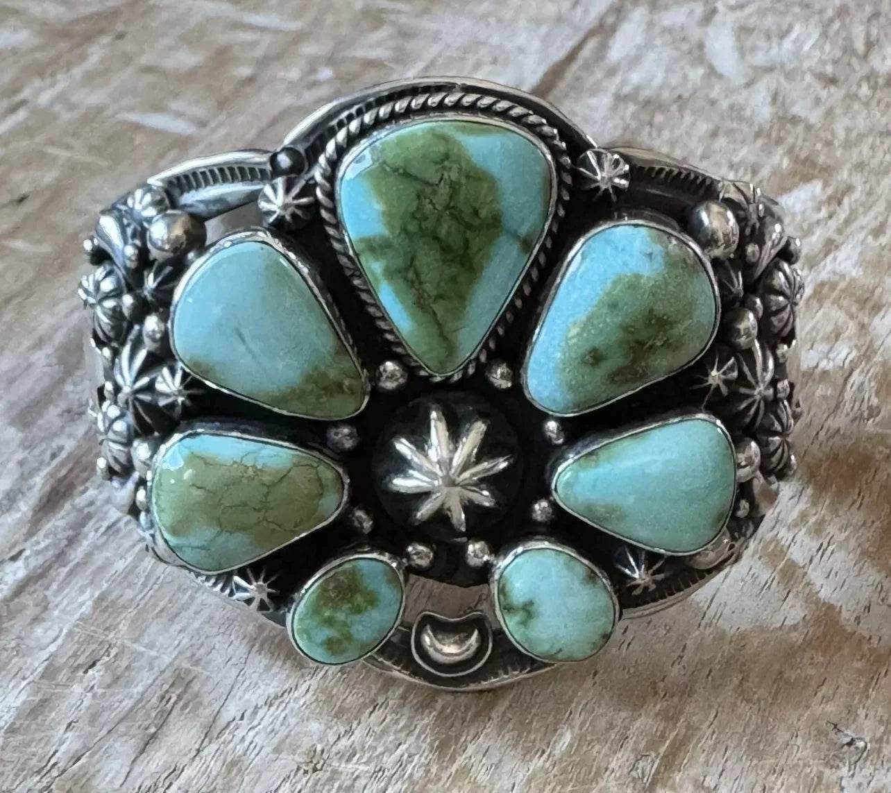 Happy Piasso Sonoran Gold Turquoise Sterling Naja Cuff