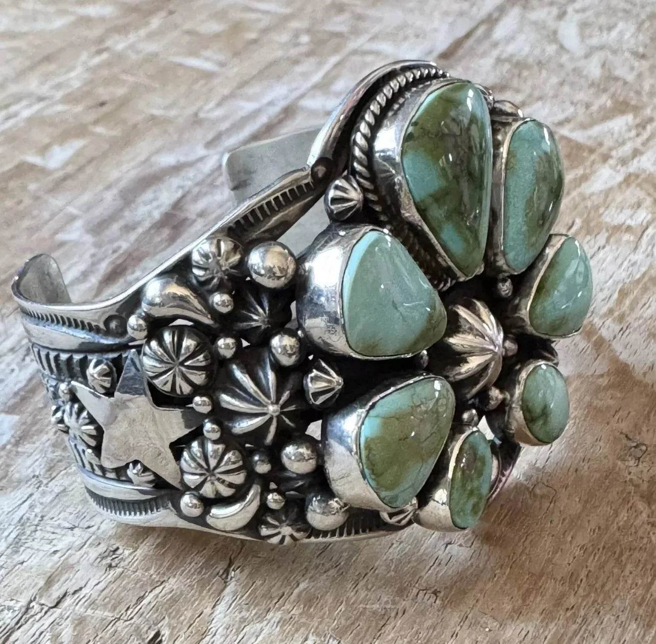 Happy Piasso Sonoran Gold Turquoise Sterling Naja Cuff