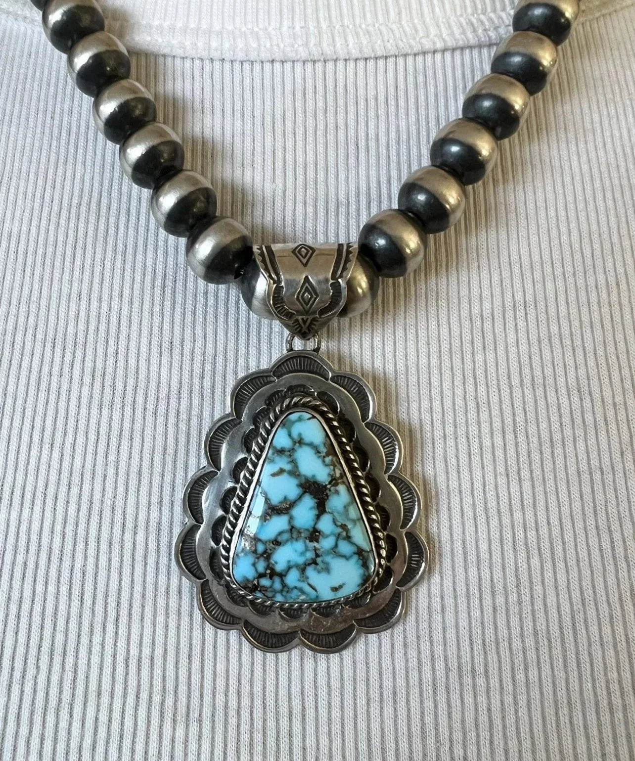 Happy Piasso Kingman Spiderweb Turquoise Pendant
