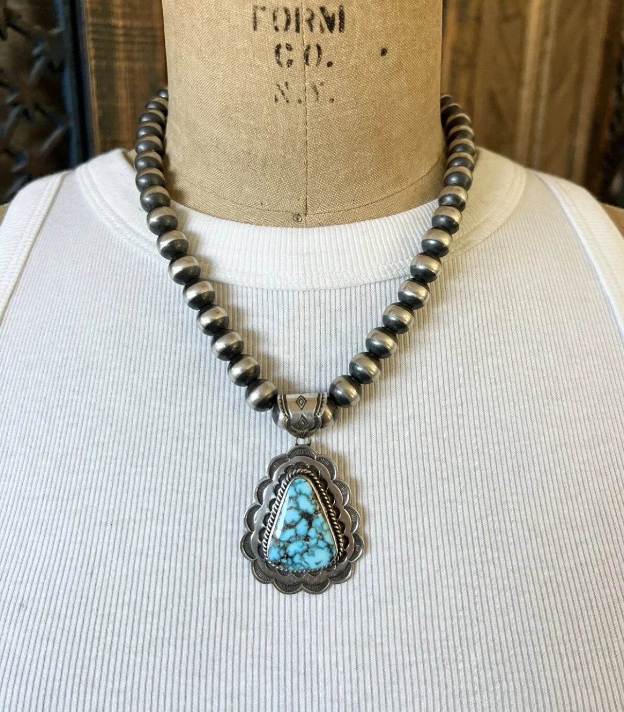 Happy Piasso Kingman Spiderweb Turquoise Pendant