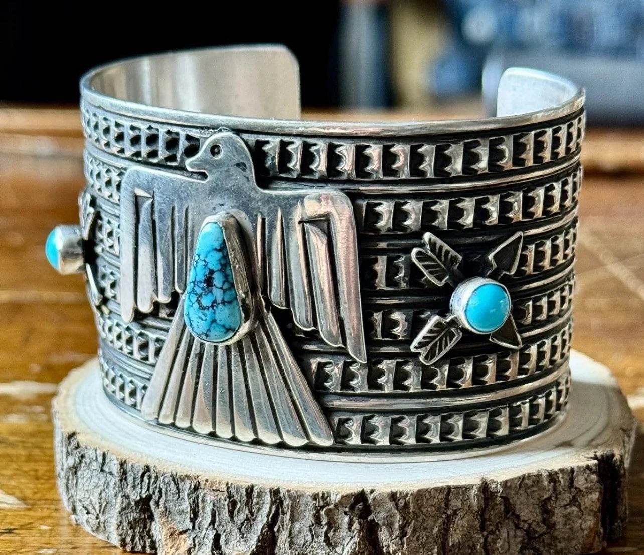 Tsosie White Sterling Thunderbird Cuff
