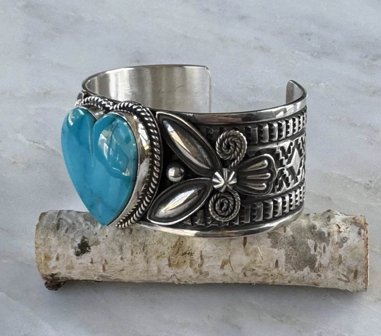 Kingman Turquoise Heart Cuff