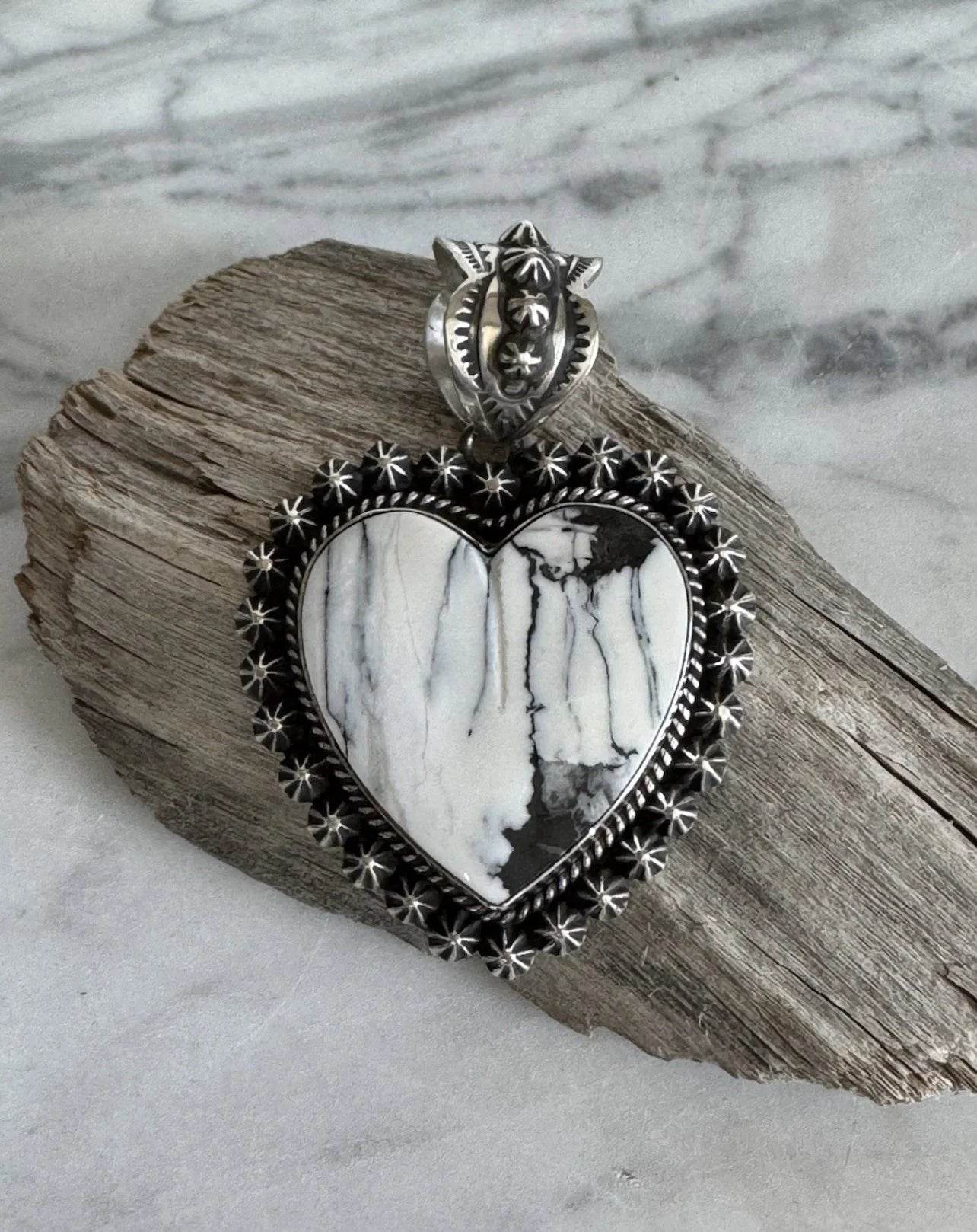 White Buffalo Heart Pendant