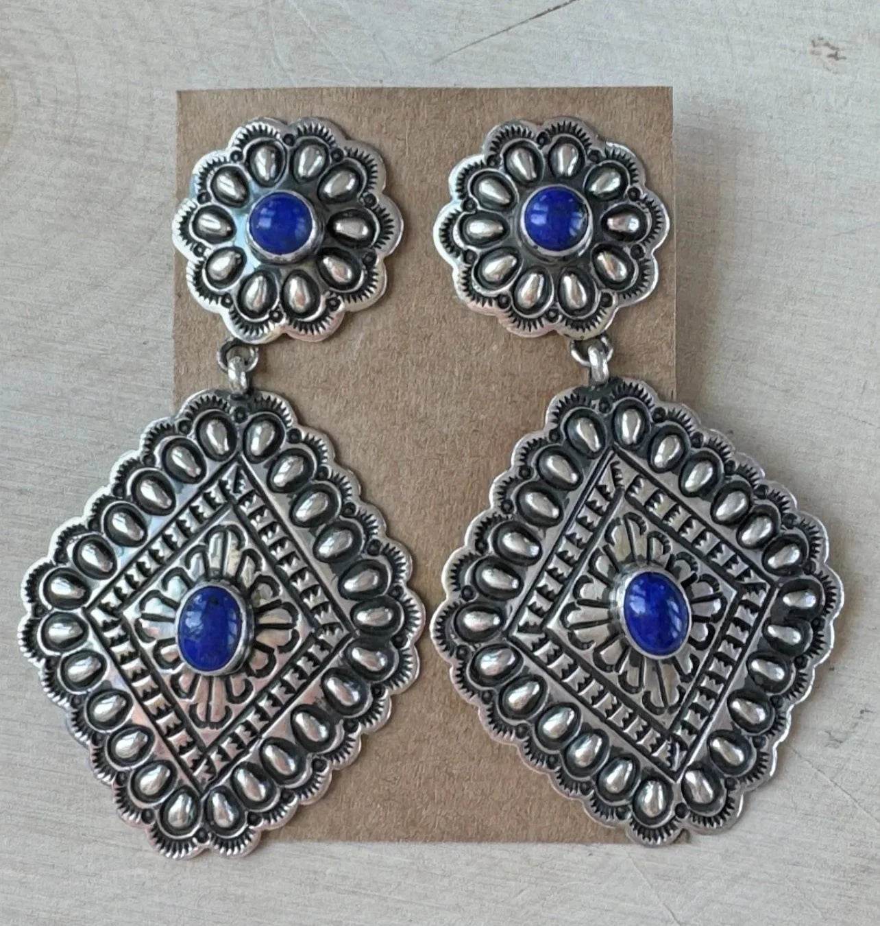 Lapis Concho Earrings by Tsosie White