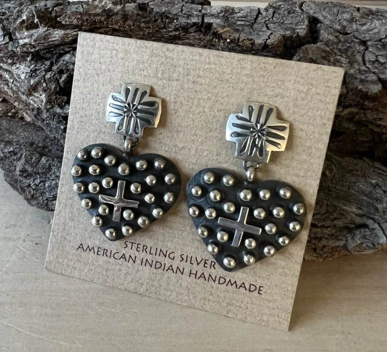 Geneva Apachito Sterling Heart Earrings Post Back